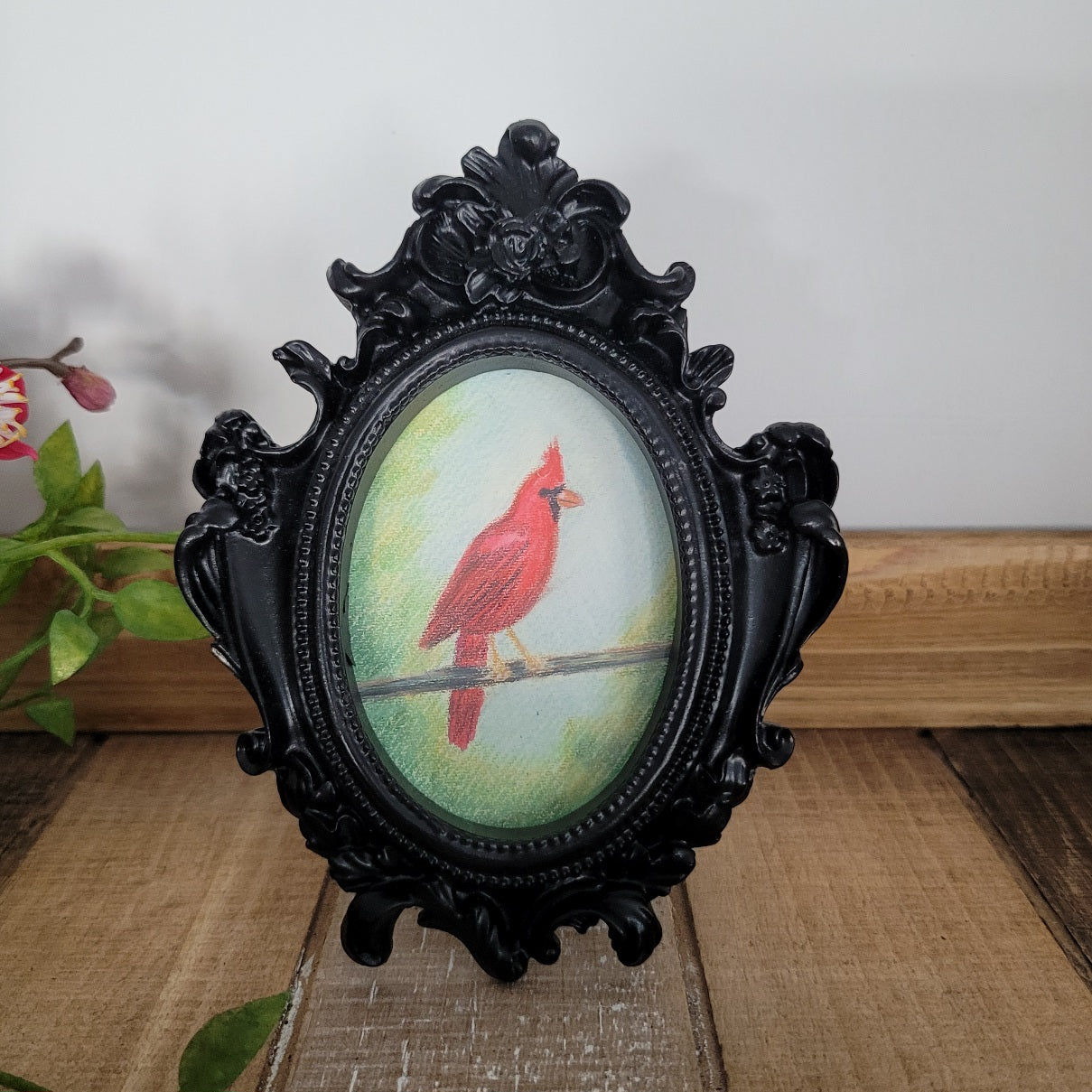 Mini framed Cardinal original art drawing