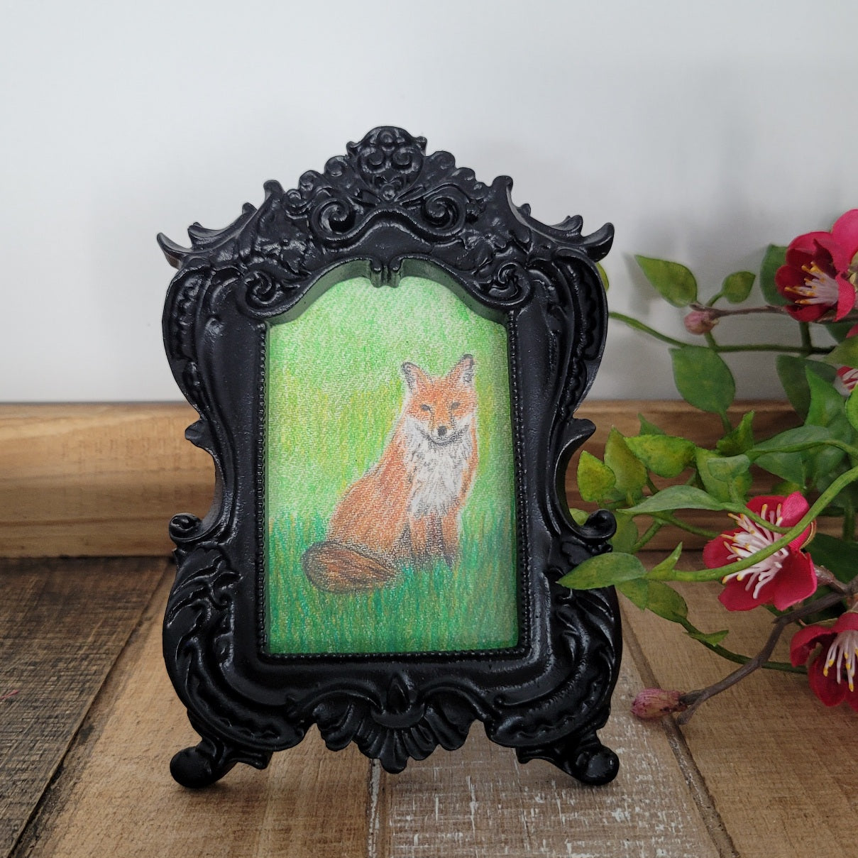 Mini framed Fox original art drawing