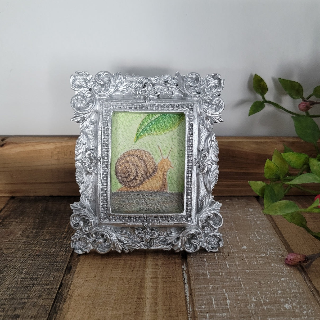 Mini framed Snail original art drawing