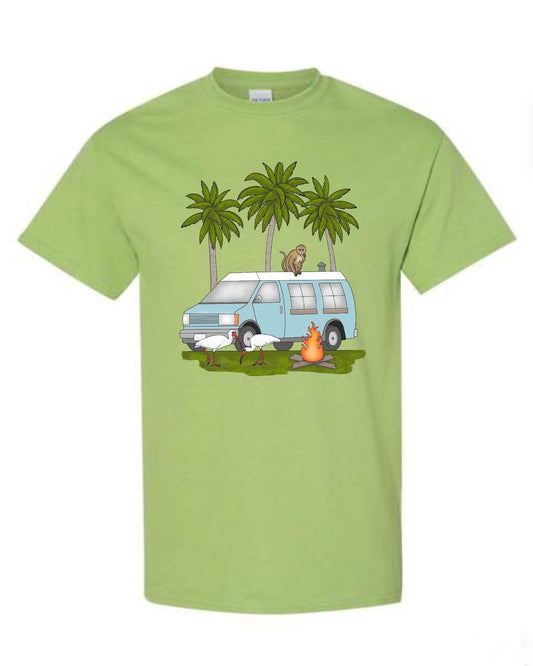 Kiwi Gildan Tshirt with Camper Van scene